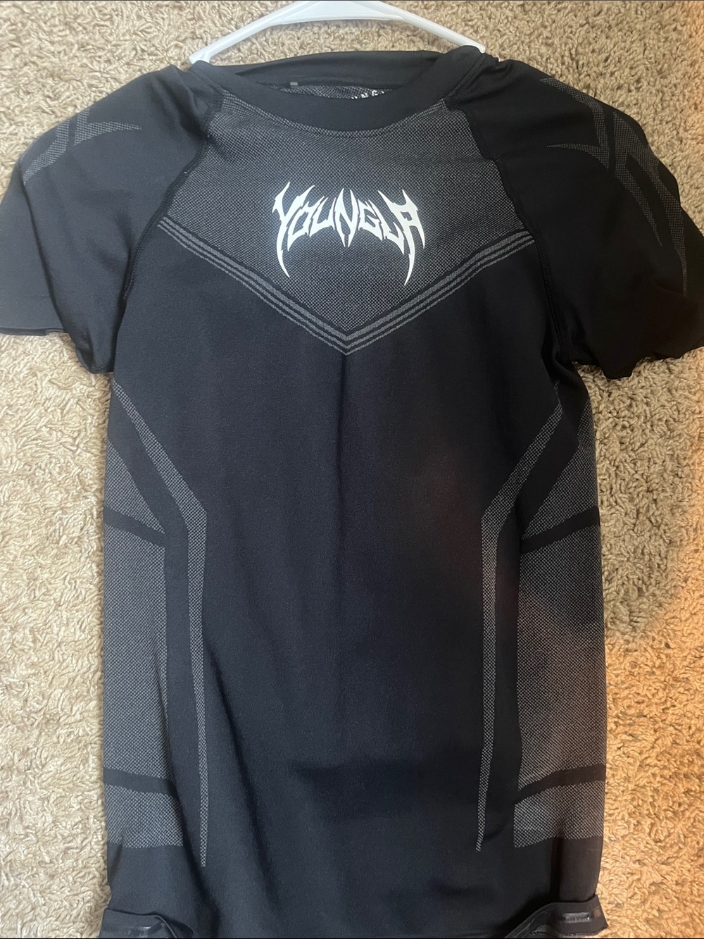 YoungLA Black Short Sleeve Graphic Athletic Tee with White Logo